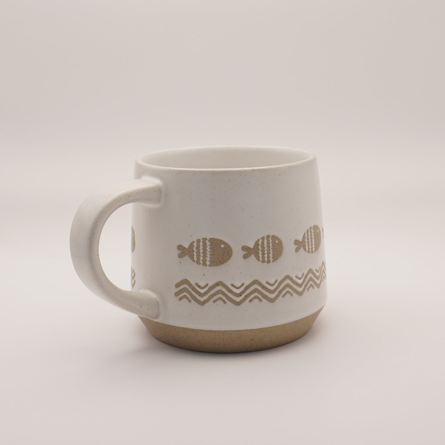 Nordic Coffee Cup with Hand Printed Fish, 550ml 18oz