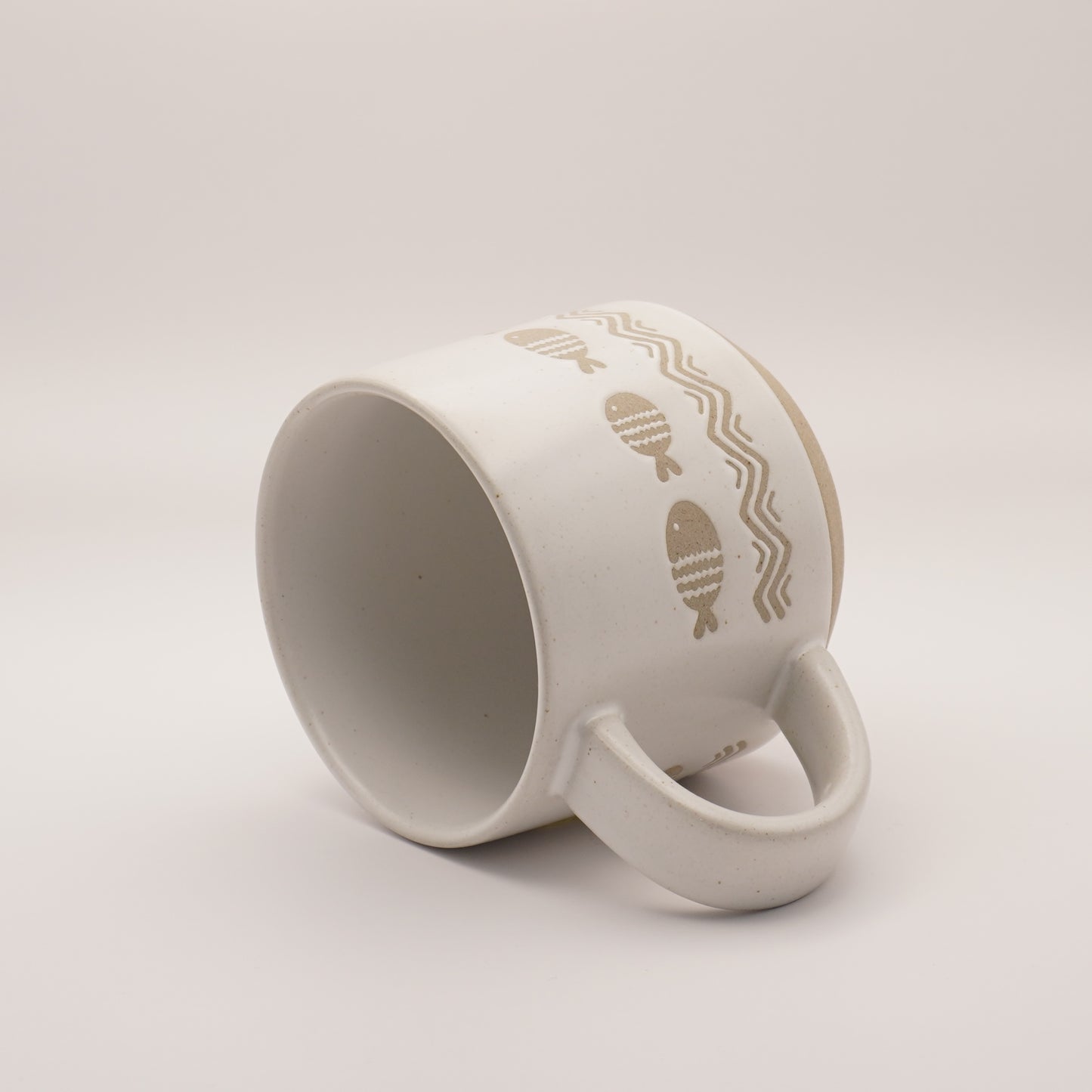 Nordic Coffee Cup with Hand Printed Fish, 550ml 18oz