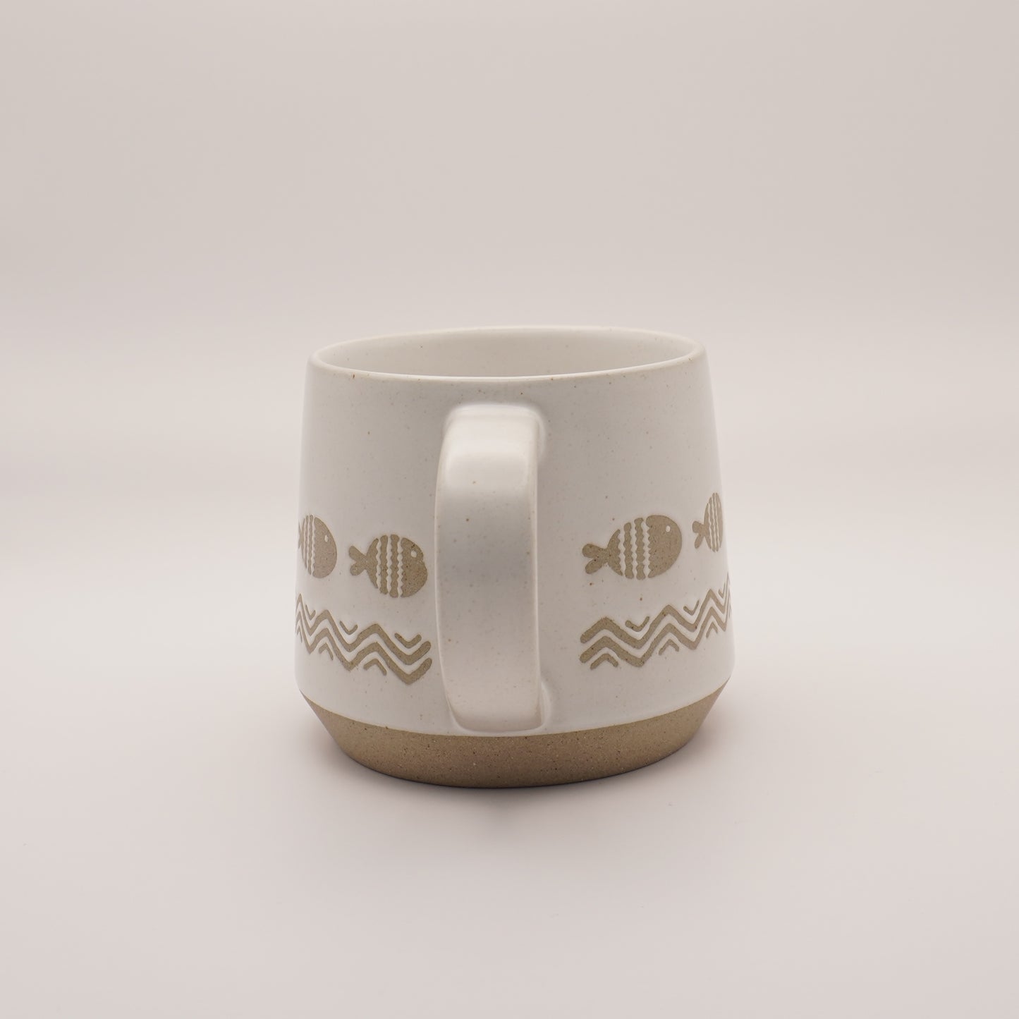 Nordic Coffee Cup with Hand Printed Fish, 550ml 18oz