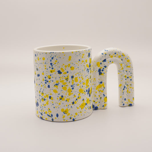 Unique Arch Handle Mug with Multicoloured Paint Splash, 425ml 14oz