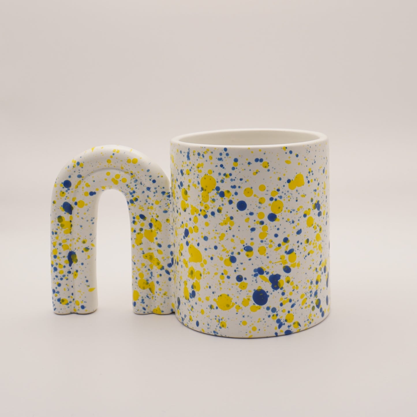 Unique Arch Handle Mug with Multicoloured Paint Splash, 425ml 14oz