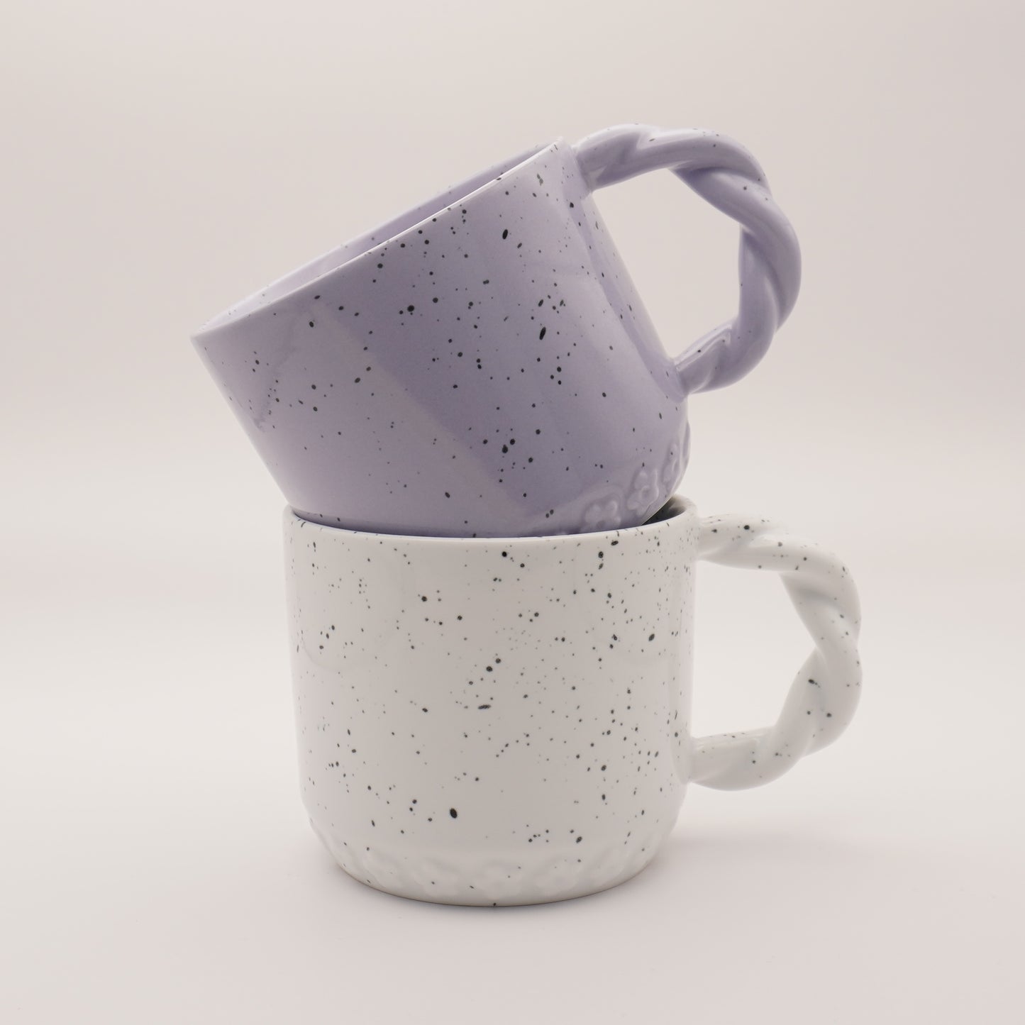 Stylish Cup with Braided Handle and Floral Prints, 350ml 11oz