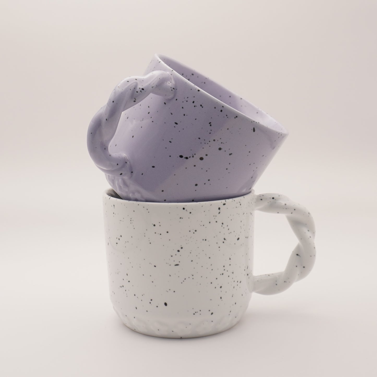 Stylish Cup with Braided Handle and Floral Prints, 350ml 11oz