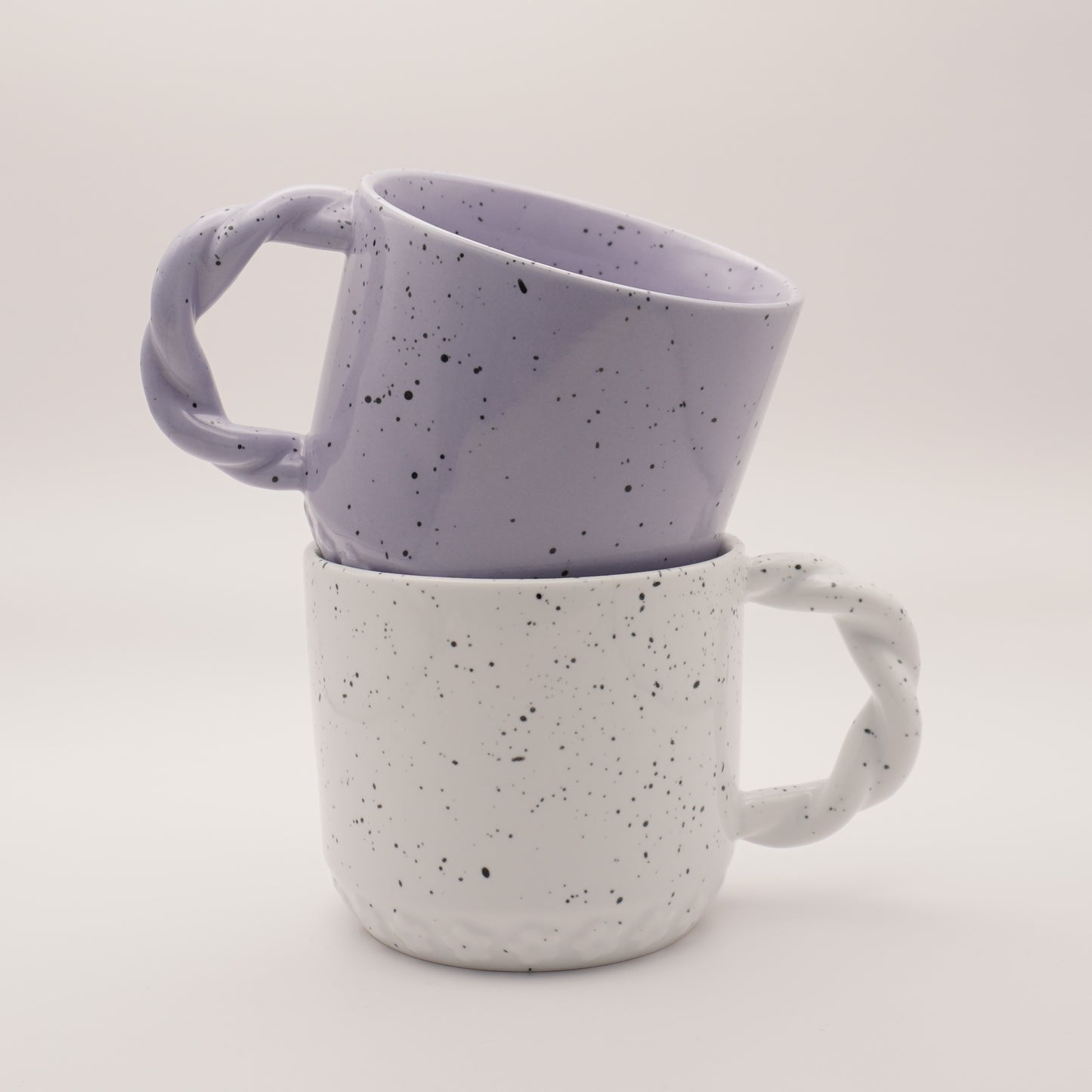 Stylish Cup with Braided Handle and Floral Prints, 350ml 11oz