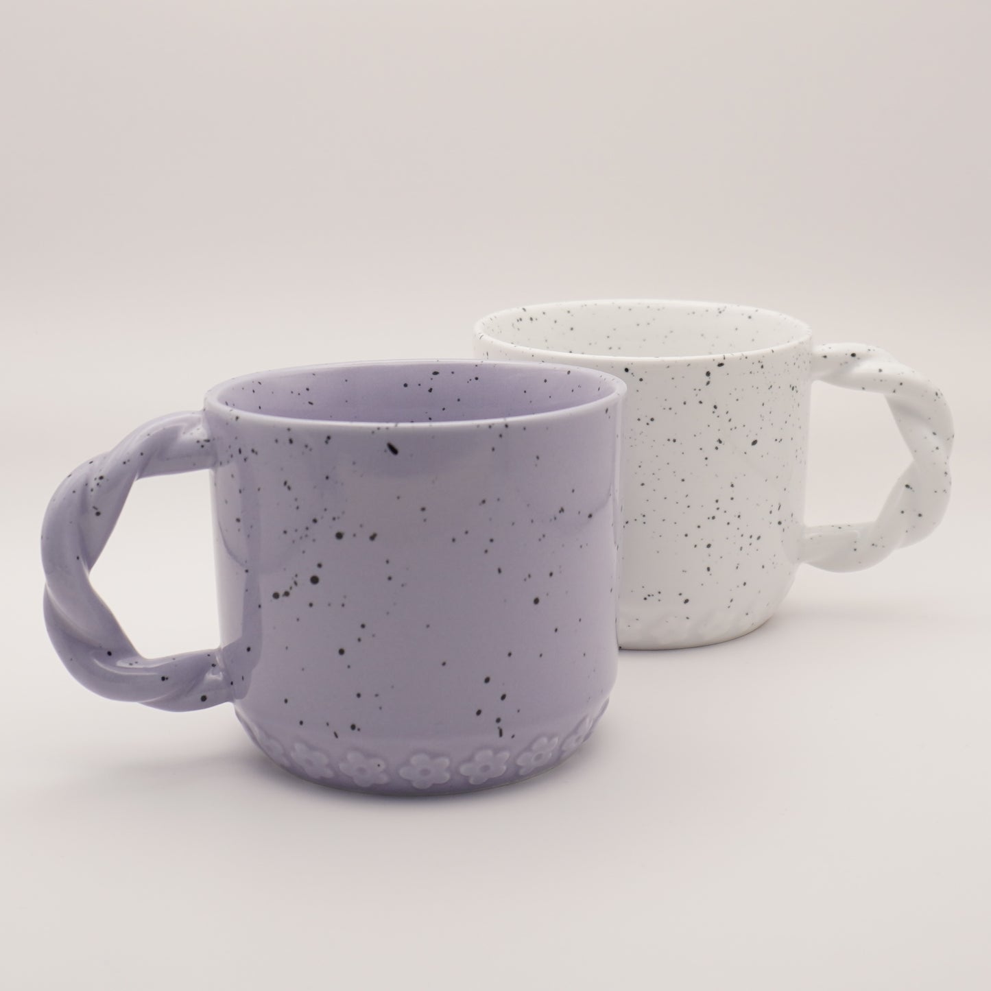 Stylish Cup with Braided Handle and Floral Prints, 350ml 11oz