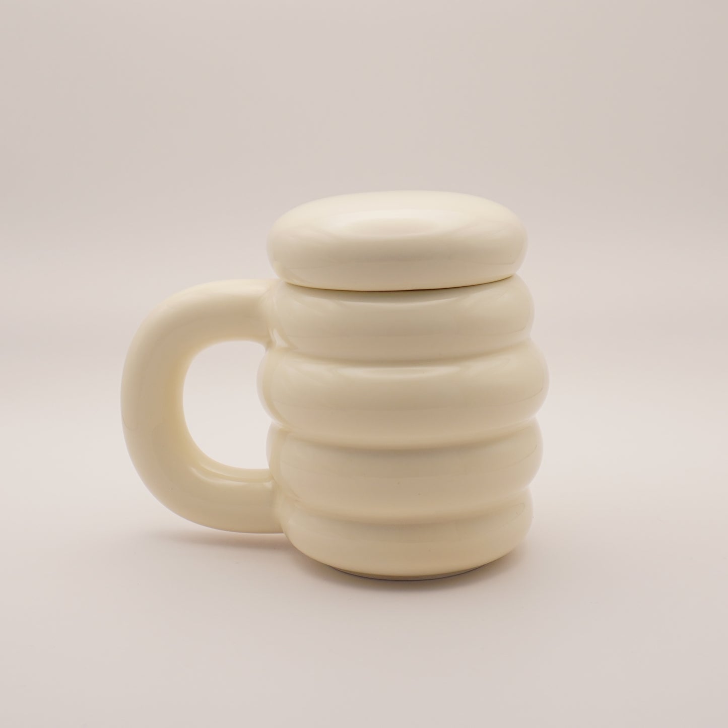 Unique Wavy Ceramic Mug with Lid, 300ml 10oz