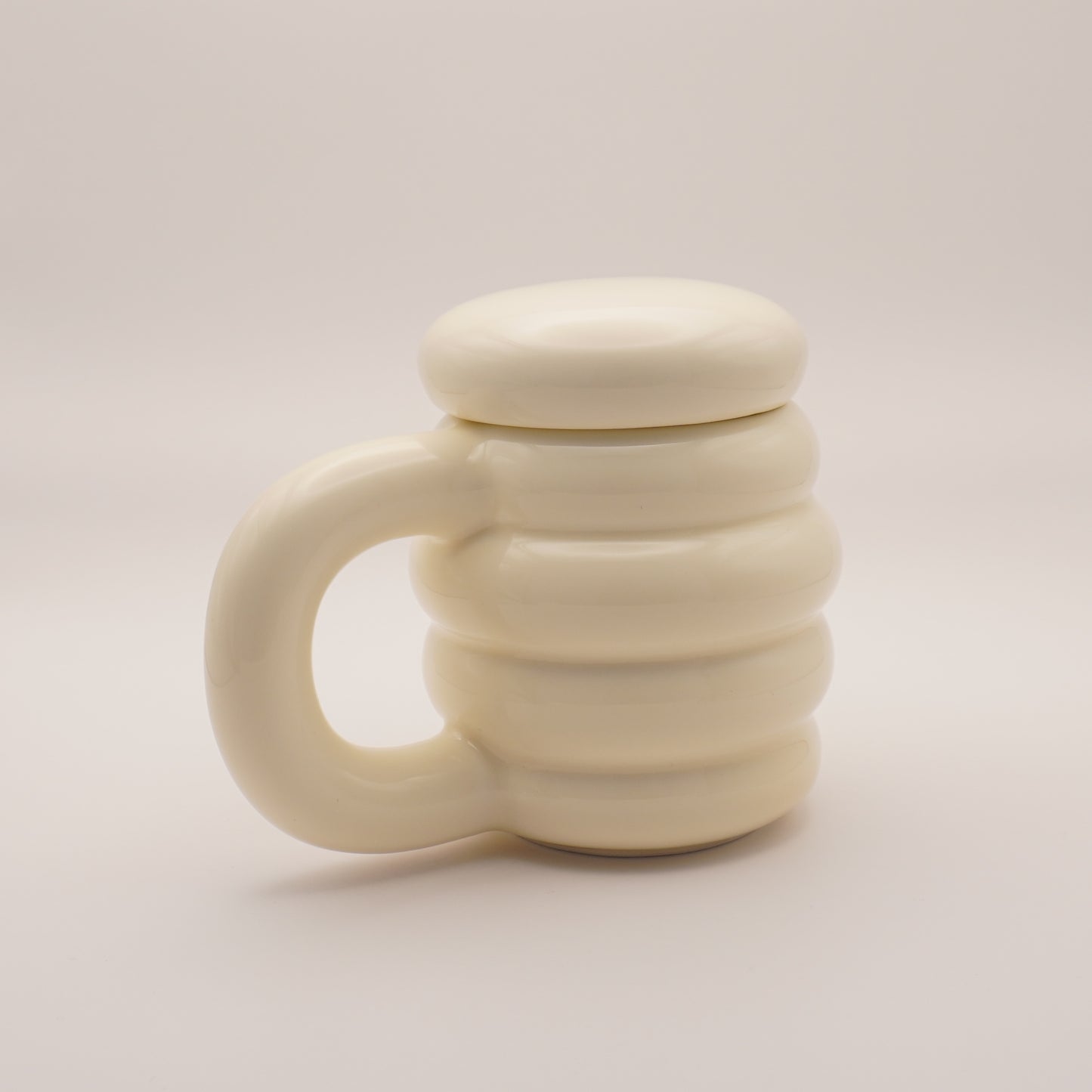 Unique Wavy Ceramic Mug with Lid, 300ml 10oz