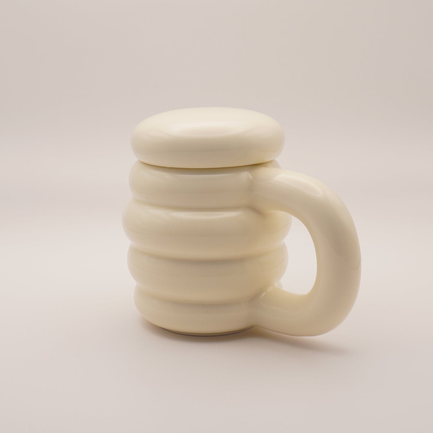 Unique Wavy Ceramic Mug with Lid, 300ml 10oz